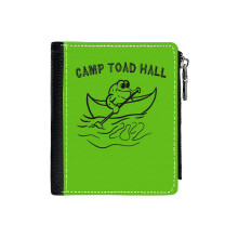 (Camp Toad Hall 2022_3357) Men's Women PU Leather Wallets Compact Bifold with Zipper & Multiple Card Coins Slots Black Stylish Durable Graphic Design Print for Girl Boys