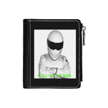 (Call Me The Stig_6703) Men's Women PU Leather Wallets Compact Bifold with Zipper & Multiple Card Coins Slots Black Stylish Durable Graphic Design Print for Girl Boys