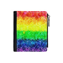 (Bubbly Rainbow_6405) Men's Women PU Leather Wallets Compact Bifold with Zipper & Multiple Card Coins Slots Black Stylish Durable Graphic Design Print for Girl Boys