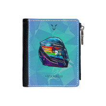 (F1 2021 Lewis Hamilton - Rainbow Qatar Saudi GP Mercedes Crash Helmet Artwork_3606) Men's Women PU Leather Wallets Compact Bifold with Zipper & Multiple Card Coins Slots Black Stylish Durable Graphic Design Print for Girl Boys