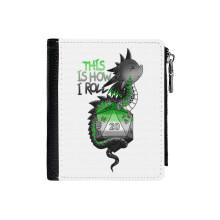 (Aro Pride Flag Dragon With D20_5648) Men's Women PU Leather Wallets Compact Bifold with Zipper & Multiple Card Coins Slots Black Stylish Durable Graphic Design Print for Girl Boys