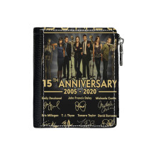 (Anniversary-Thank You For The Memories Bones_2) Men's Women PU Leather Wallets Compact Bifold with Zipper & Multiple Card Coins Slots Black Stylish Durable Graphic Design Print for Girl Boys