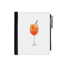 (Aperol Spritz_4072) Men's Women PU Leather Wallets Compact Bifold with Zipper & Multiple Card Coins Slots Black Stylish Durable Graphic Design Print for Girl Boys