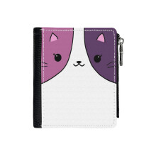 (Aphmau Cat Pink And Purple_5564) Men's Women PU Leather Wallets Compact Bifold with Zipper & Multiple Card Coins Slots Black Stylish Durable Graphic Design Print for Girl Boys