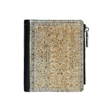 (Antique Persian Meshad Rug_569) Men's Women PU Leather Wallets Compact Bifold with Zipper & Multiple Card Coins Slots Black Stylish Durable Graphic Design Print for Girl Boys