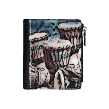 (Djembes Drums. Feel The African Beat!_613) Men's Women PU Leather Wallets Compact Bifold with Zipper & Multiple Card Coins Slots Black Stylish Durable Graphic Design Print for Girl Boys
