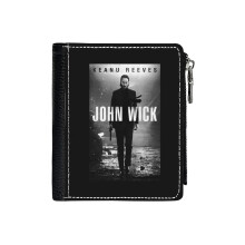 (Attack John 01_2222) Men's Women PU Leather Wallets Compact Bifold with Zipper & Multiple Card Coins Slots Black Stylish Durable Graphic Design Print for Girl Boys