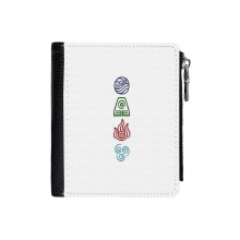 (Avatar Four Elements_6037) Men's Women PU Leather Wallets Compact Bifold with Zipper & Multiple Card Coins Slots Black Stylish Durable Graphic Design Print for Girl Boys