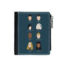(August 8 Cluster_4508) Men's Women PU Leather Wallets Compact Bifold with Zipper & Multiple Card Coins Slots Black Stylish Durable Graphic Design Print for Girl Boys