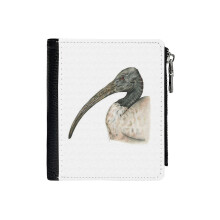 (Australian White Ibis_1173) Men's Women PU Leather Wallets Compact Bifold with Zipper & Multiple Card Coins Slots Black Stylish Durable Graphic Design Print for Girl Boys