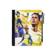 (Cristiano Ronaldo Al-nassrNassr Football Club Saudi Arabia_1043) Men's Women PU Leather Wallets Compact Bifold with Zipper & Multiple Card Coins Slots Black Stylish Durable Graphic Design Print for Girl Boys