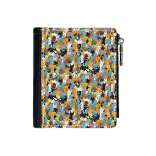 (Cats On Catnip_534) Men's Women PU Leather Wallets Compact Bifold with Zipper & Multiple Card Coins Slots Black Stylish Durable Graphic Design Print for Girl Boys