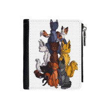 (Celebrating Warrior Cats_3226) Men's Women PU Leather Wallets Compact Bifold with Zipper & Multiple Card Coins Slots Black Stylish Durable Graphic Design Print for Girl Boys
