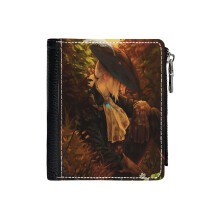 (Cemetery Gates_7516) Men's Women PU Leather Wallets Compact Bifold with Zipper & Multiple Card Coins Slots Black Stylish Durable Graphic Design Print for Girl Boys