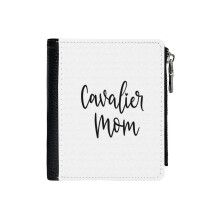 (Cavalier Mom_7532) Men's Women PU Leather Wallets Compact Bifold with Zipper & Multiple Card Coins Slots Black Stylish Durable Graphic Design Print for Girl Boys