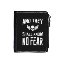 (And They Shall Know No Fear 40k Marine Wargaming Tabletop Miniatures Gamer_6030) Men's Women PU Leather Wallets Compact Bifold with Zipper & Multiple Card Coins Slots Black Stylish Durable Graphic Design Print for Girl Boys
