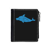 (Blue Polka Dot Dolphin ,Dolphins Lover Gift _4416) Men's Women PU Leather Wallets Compact Bifold with Zipper & Multiple Card Coins Slots Black Stylish Durable Graphic Design Print for Girl Boys