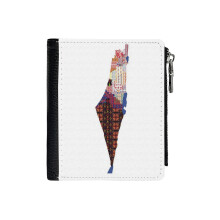 (Embroidered Map Of Palestine _7867) Men's Women PU Leather Wallets Compact Bifold with Zipper & Multiple Card Coins Slots Black Stylish Durable Graphic Design Print for Girl Boys