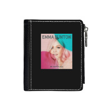 (Emma Bunton My Happy Place_6134) Men's Women PU Leather Wallets Compact Bifold with Zipper & Multiple Card Coins Slots Black Stylish Durable Graphic Design Print for Girl Boys