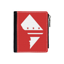 (DC Outline And Flag 2_7581) Men's Women PU Leather Wallets Compact Bifold with Zipper & Multiple Card Coins Slots Black Stylish Durable Graphic Design Print for Girl Boys