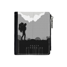 (Death Stranding_5249) Men's Women PU Leather Wallets Compact Bifold with Zipper & Multiple Card Coins Slots Black Stylish Durable Graphic Design Print for Girl Boys