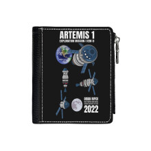 (Artemis 1 Orion Spacecraft Moon Exploration Mission 1 2022 Gift_3330) Men's Women PU Leather Wallets Compact Bifold with Zipper & Multiple Card Coins Slots Black Stylish Durable Graphic Design Print for Girl Boys