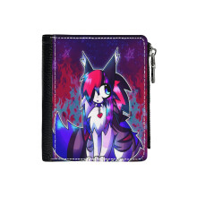 (Ashes_2377) Men's Women PU Leather Wallets Compact Bifold with Zipper & Multiple Card Coins Slots Black Stylish Durable Graphic Design Print for Girl Boys