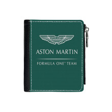 (Aston Martin F1_2546) Men's Women PU Leather Wallets Compact Bifold with Zipper & Multiple Card Coins Slots Black Stylish Durable Graphic Design Print for Girl Boys