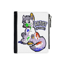 (Artist (in Training)_4820) Men's Women PU Leather Wallets Compact Bifold with Zipper & Multiple Card Coins Slots Black Stylish Durable Graphic Design Print for Girl Boys