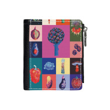 (Artists' Vegetables - Pastel Works_597) Men's Women PU Leather Wallets Compact Bifold with Zipper & Multiple Card Coins Slots Black Stylish Durable Graphic Design Print for Girl Boys