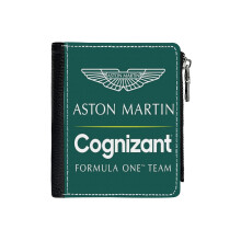 (Aston Martin Cognizant F1 Team _6900) Men's Women PU Leather Wallets Compact Bifold with Zipper & Multiple Card Coins Slots Black Stylish Durable Graphic Design Print for Girl Boys