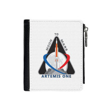 (Artemis Mission One Logo_3594) Men's Women PU Leather Wallets Compact Bifold with Zipper & Multiple Card Coins Slots Black Stylish Durable Graphic Design Print for Girl Boys