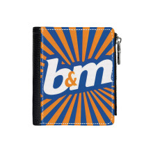 (B&M - B And M _3082) Men's Women PU Leather Wallets Compact Bifold with Zipper & Multiple Card Coins Slots Black Stylish Durable Graphic Design Print for Girl Boys