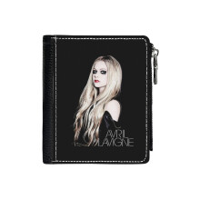 (Avril Lavigne Sweet Gril_4610) Men's Women PU Leather Wallets Compact Bifold with Zipper & Multiple Card Coins Slots Black Stylish Durable Graphic Design Print for Girl Boys