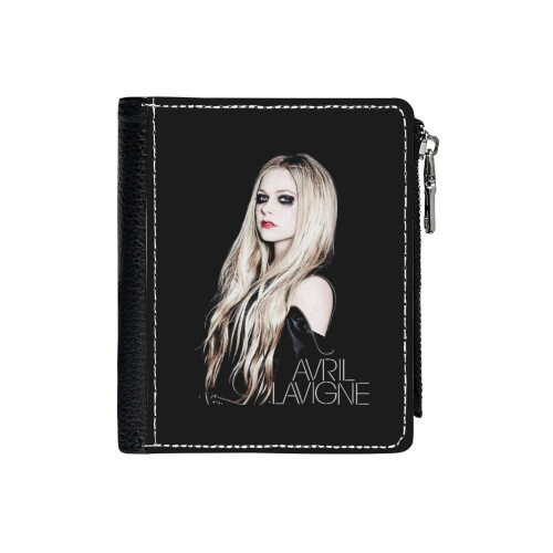 (Avril Lavigne Sweet Gril_4610) Men's Women PU Leather Wallets Compact Bifold with Zipper & Multiple Card Coins Slots Black Stylish Durable Graphic Design Print for Girl Boys