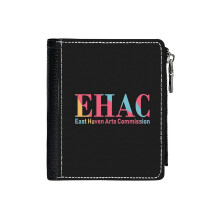 (EHAC Logo 1_3059) Men's Women PU Leather Wallets Compact Bifold with Zipper & Multiple Card Coins Slots Black Stylish Durable Graphic Design Print for Girl Boys