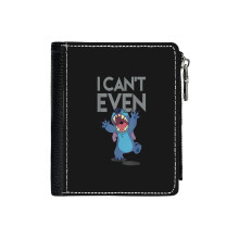 (I Can't Even Lilo And Stitch _2361) Men's Women PU Leather Wallets Compact Bifold with Zipper & Multiple Card Coins Slots Black Stylish Durable Graphic Design Print for Girl Boys