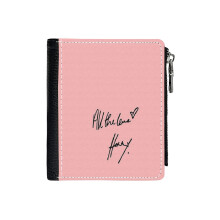 (ALL THE LOVE _1690) Men's Women PU Leather Wallets Compact Bifold with Zipper & Multiple Card Coins Slots Black Stylish Durable Graphic Design Print for Girl Boys