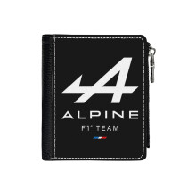 (Alpine F1 _4607) Men's Women PU Leather Wallets Compact Bifold with Zipper & Multiple Card Coins Slots Black Stylish Durable Graphic Design Print for Girl Boys