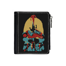 (Akira Retro Vintage_2179) Men's Women PU Leather Wallets Compact Bifold with Zipper & Multiple Card Coins Slots Black Stylish Durable Graphic Design Print for Girl Boys