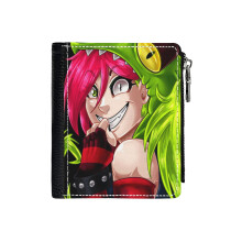 (Dementia - Villainous_447) Men's Women PU Leather Wallets Compact Bifold with Zipper & Multiple Card Coins Slots Black Stylish Durable Graphic Design Print for Girl Boys