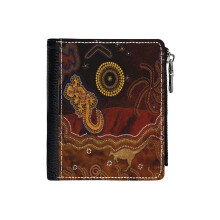 (Desert Heat (Australian Outback Art)_4037) Men's Women PU Leather Wallets Compact Bifold with Zipper & Multiple Card Coins Slots Black Stylish Durable Graphic Design Print for Girl Boys