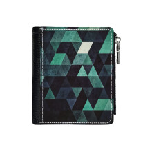 (24 Ddrypp_4940) Men's Women PU Leather Wallets Compact Bifold with Zipper & Multiple Card Coins Slots Black Stylish Durable Graphic Design Print for Girl Boys