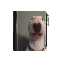(@PupperNelson Walter Original_1134) Men's Women PU Leather Wallets Compact Bifold with Zipper & Multiple Card Coins Slots Black Stylish Durable Graphic Design Print for Girl Boys