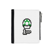 (8 Bit 1up Mushroom_2727) Men's Women PU Leather Wallets Compact Bifold with Zipper & Multiple Card Coins Slots Black Stylish Durable Graphic Design Print for Girl Boys