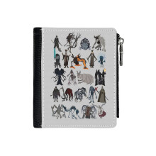 (Bloodborne Bosses_6534) Men's Women PU Leather Wallets Compact Bifold with Zipper & Multiple Card Coins Slots Black Stylish Durable Graphic Design Print for Girl Boys