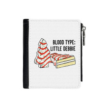 (Blood Type_5502) Men's Women PU Leather Wallets Compact Bifold with Zipper & Multiple Card Coins Slots Black Stylish Durable Graphic Design Print for Girl Boys