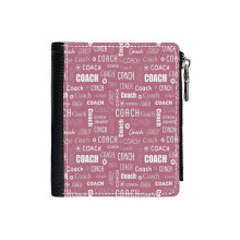 (Coach Rose Pink_1707) Men's Women PU Leather Wallets Compact Bifold with Zipper & Multiple Card Coins Slots Black Stylish Durable Graphic Design Print for Girl Boys