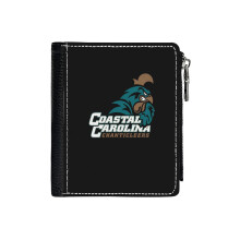 (Coastal Carolina Chanticleers_5701) Men's Women PU Leather Wallets Compact Bifold with Zipper & Multiple Card Coins Slots Black Stylish Durable Graphic Design Print for Girl Boys