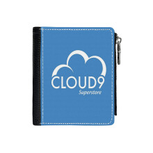 (Cloud9 Superstore - White_1372) Men's Women PU Leather Wallets Compact Bifold with Zipper & Multiple Card Coins Slots Black Stylish Durable Graphic Design Print for Girl Boys